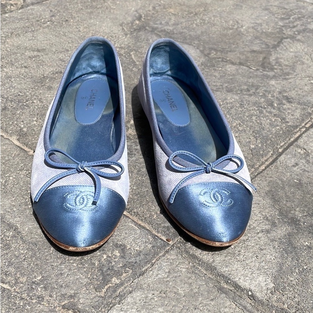Chanel Ballerina Flats Blue Denim